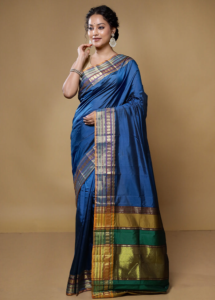 Multicolor Kanjivaram Silk Saree With Blouse Piece