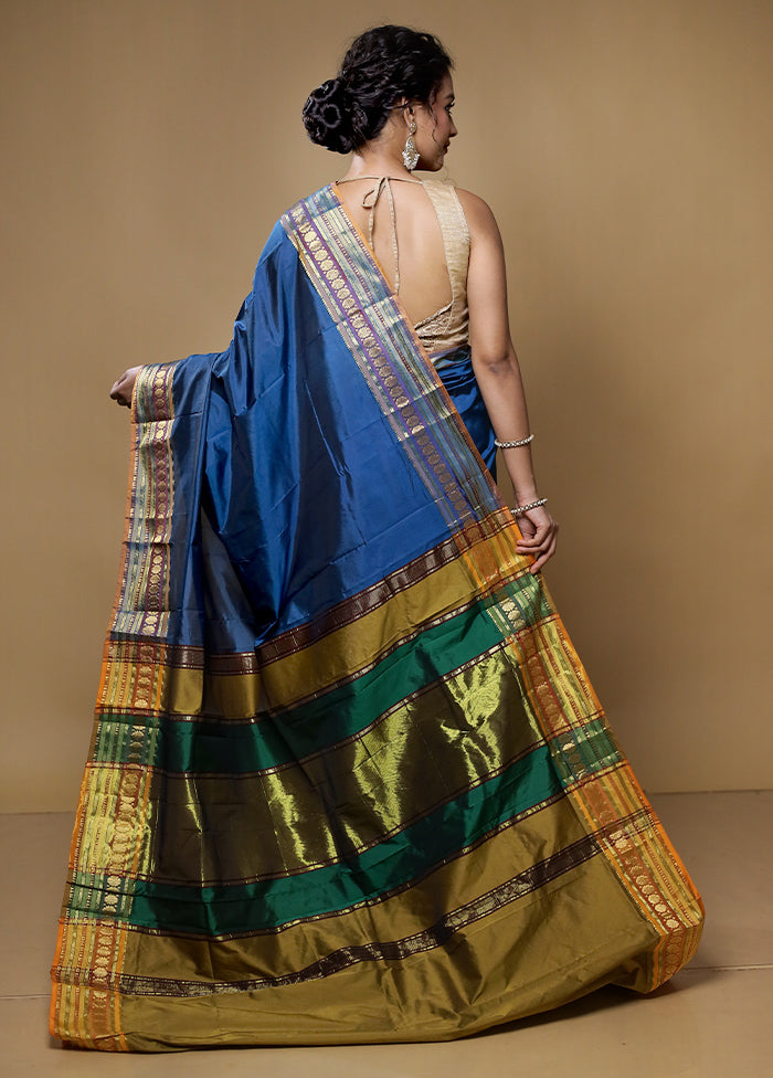 Multicolor Kanjivaram Silk Saree With Blouse Piece