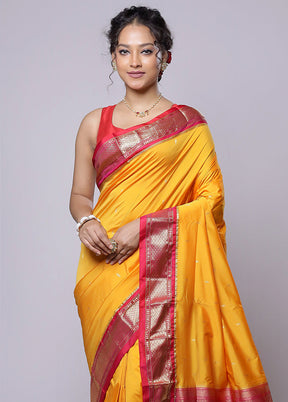 Yellow Kanjivaram Silk Saree With Blouse Piece