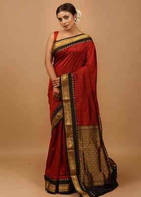 Maroon Kanjivaram Silk Saree With Blouse Piece