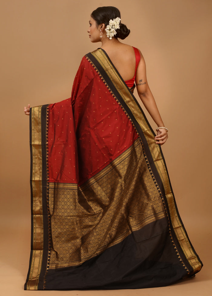 Maroon Kanjivaram Silk Saree With Blouse Piece