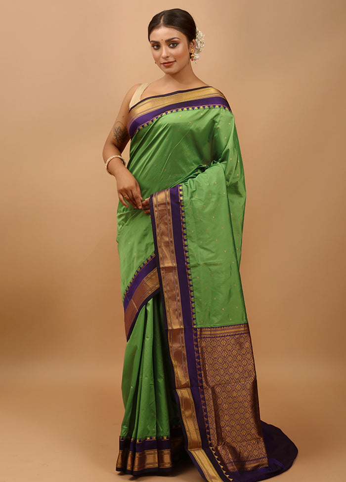 Green Kanjivaram Silk Saree With Blouse Piece