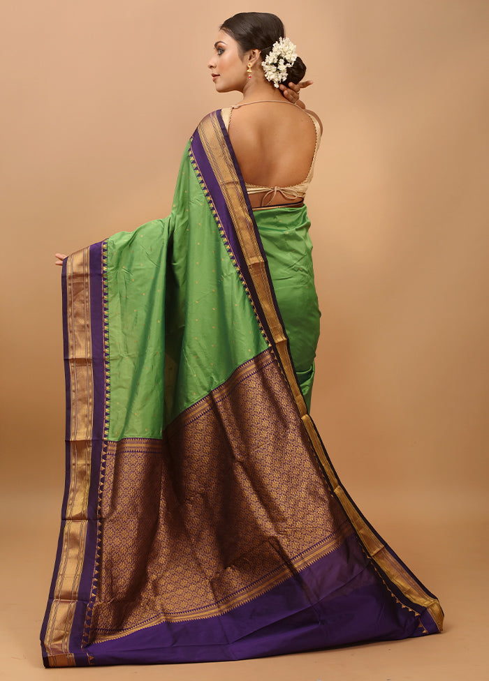 Green Kanjivaram Silk Saree With Blouse Piece