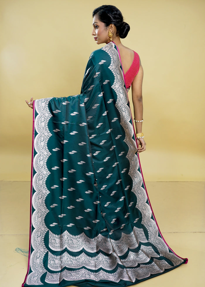 Green Banarasi Silk Saree With Blouse Piece