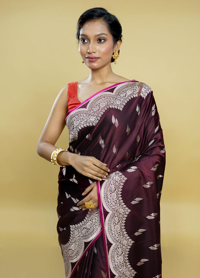 Purple Banarasi Silk Saree With Blouse Piece