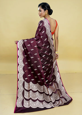 Purple Banarasi Silk Saree With Blouse Piece