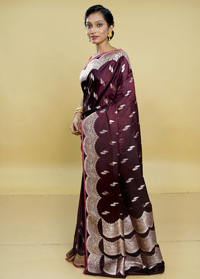 Purple Banarasi Silk Saree With Blouse Piece