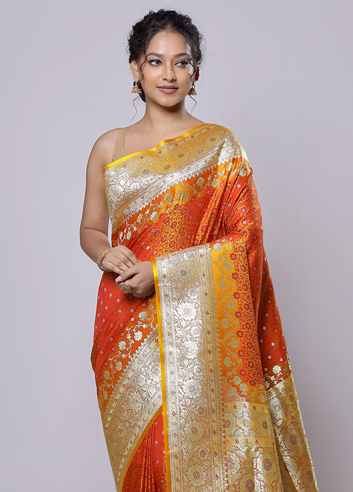 Rust Tanchoi Silk Saree With Blouse Piece