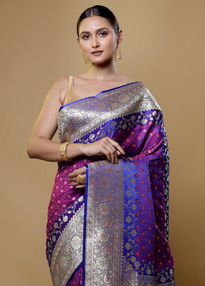 Purple Tanchoi Silk Saree With Blouse Piece