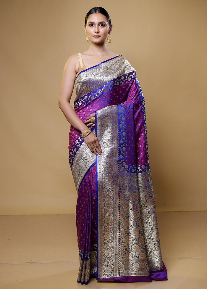 Purple Tanchoi Silk Saree With Blouse Piece