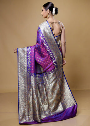 Purple Tanchoi Silk Saree With Blouse Piece