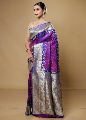 Purple Tanchoi Silk Saree With Blouse Piece