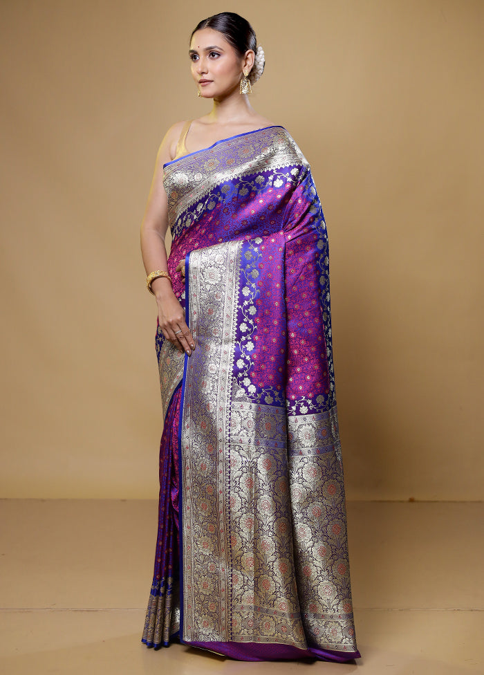 Purple Tanchoi Silk Saree With Blouse Piece