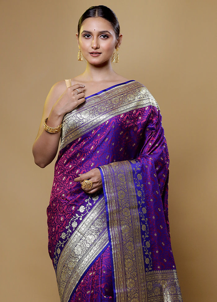 Purple Tanchoi Silk Saree With Blouse Piece