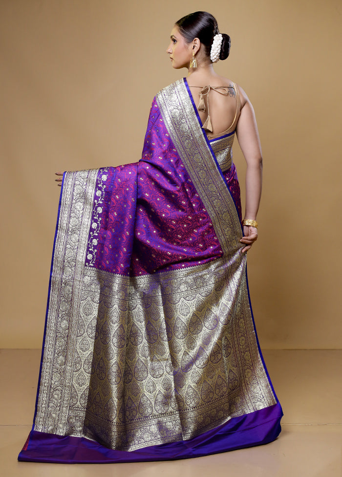 Purple Tanchoi Silk Saree With Blouse Piece