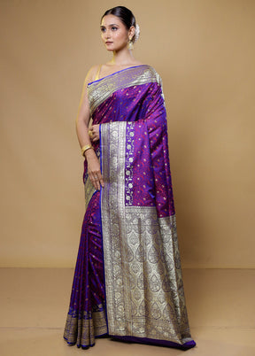 Purple Tanchoi Silk Saree With Blouse Piece