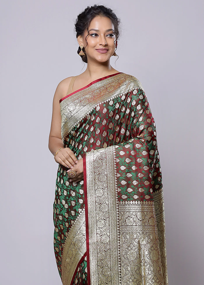 Maroon Tanchoi Silk Saree With Blouse Piece