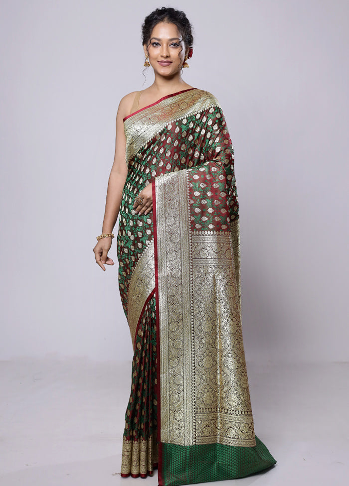 Maroon Tanchoi Silk Saree With Blouse Piece