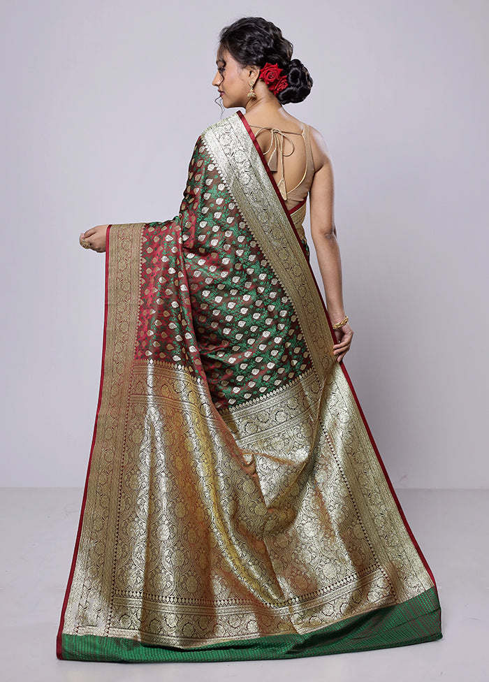 Maroon Tanchoi Silk Saree With Blouse Piece