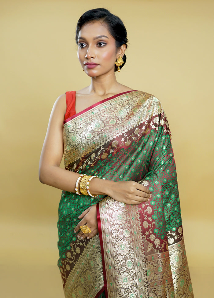 Maroon Tanchoi Silk Saree With Blouse Piece