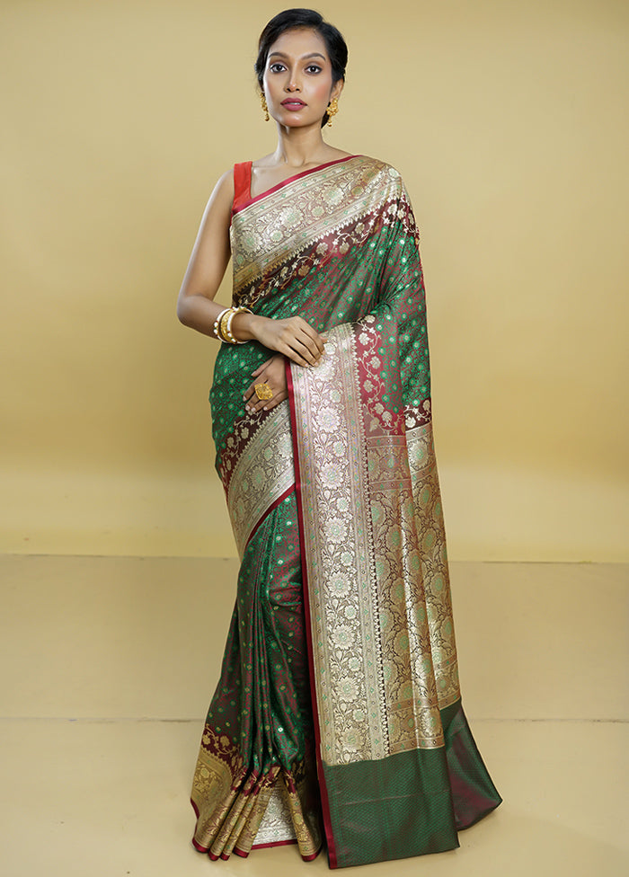 Maroon Tanchoi Silk Saree With Blouse Piece