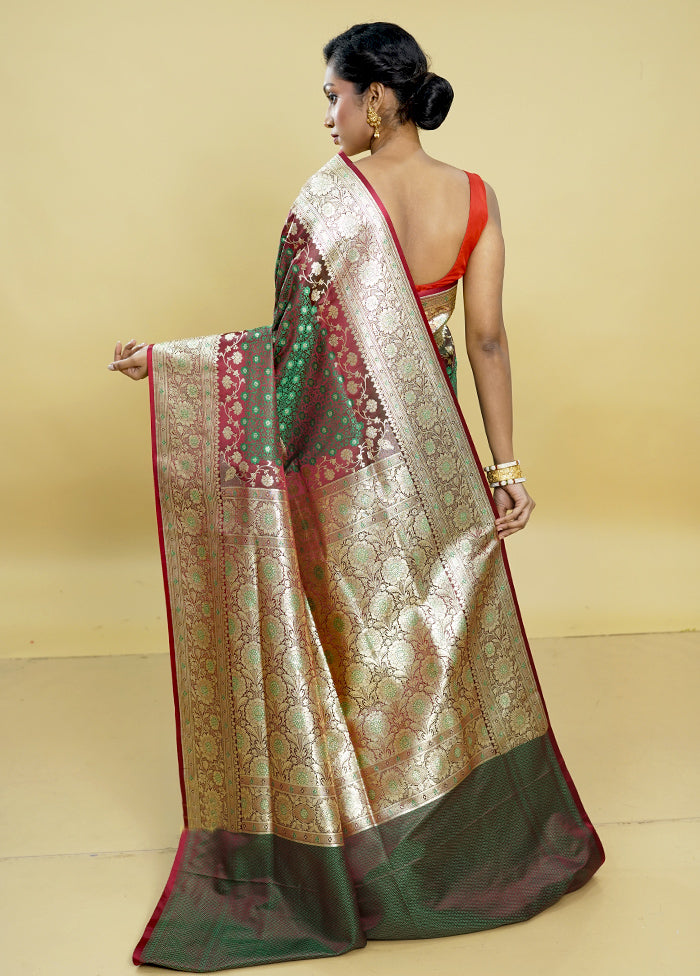 Maroon Tanchoi Silk Saree With Blouse Piece