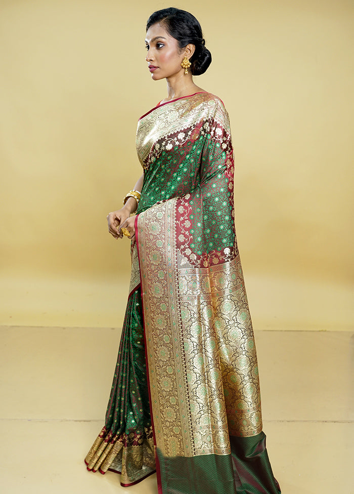 Maroon Tanchoi Silk Saree With Blouse Piece