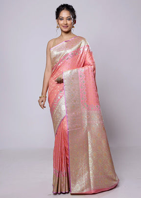 Pink Tanchoi Silk Saree With Blouse Piece