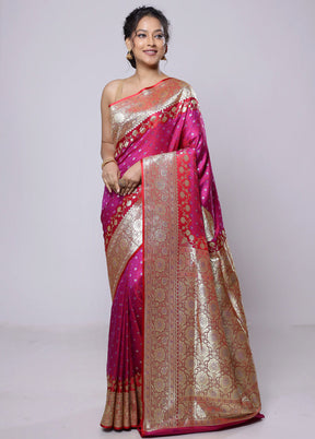 Pink Tanchoi Silk Saree With Blouse Piece