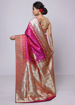 Pink Tanchoi Silk Saree With Blouse Piece