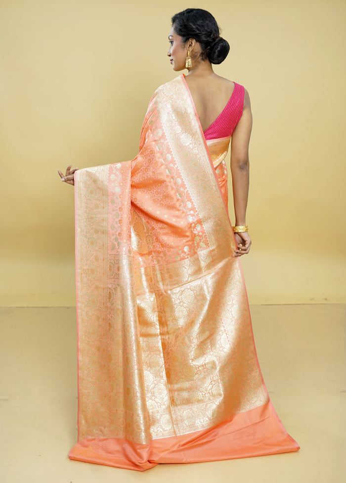 Pink Tanchoi Silk Saree With Blouse Piece