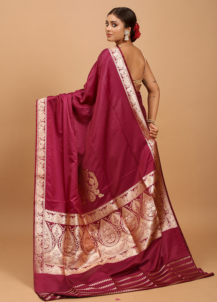 Purple Banarasi Silk Saree With Blouse Piece