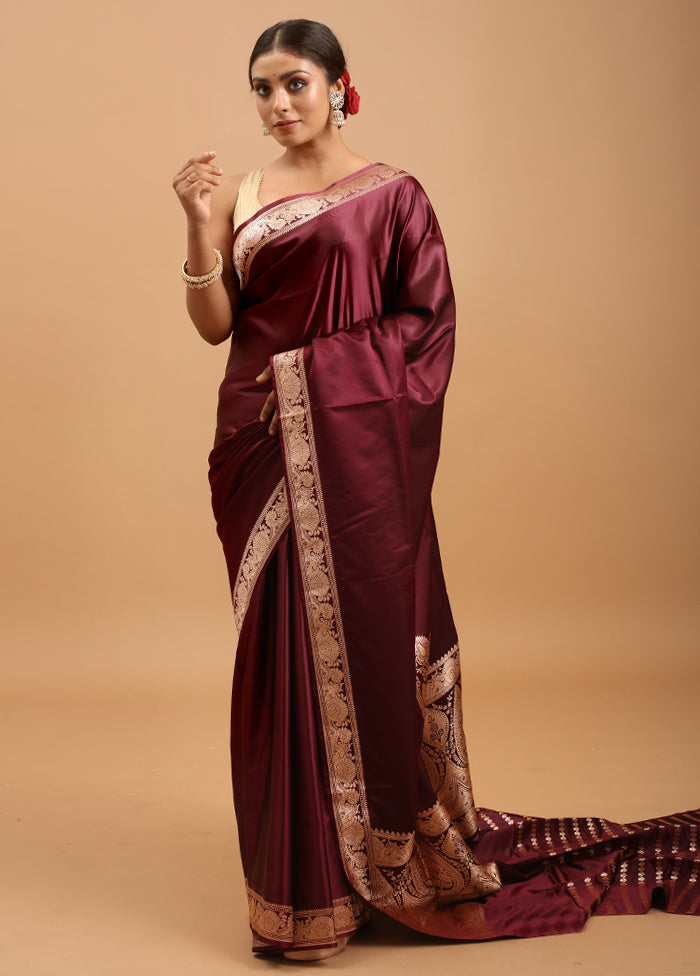 Purple Banarasi Silk Saree With Blouse Piece