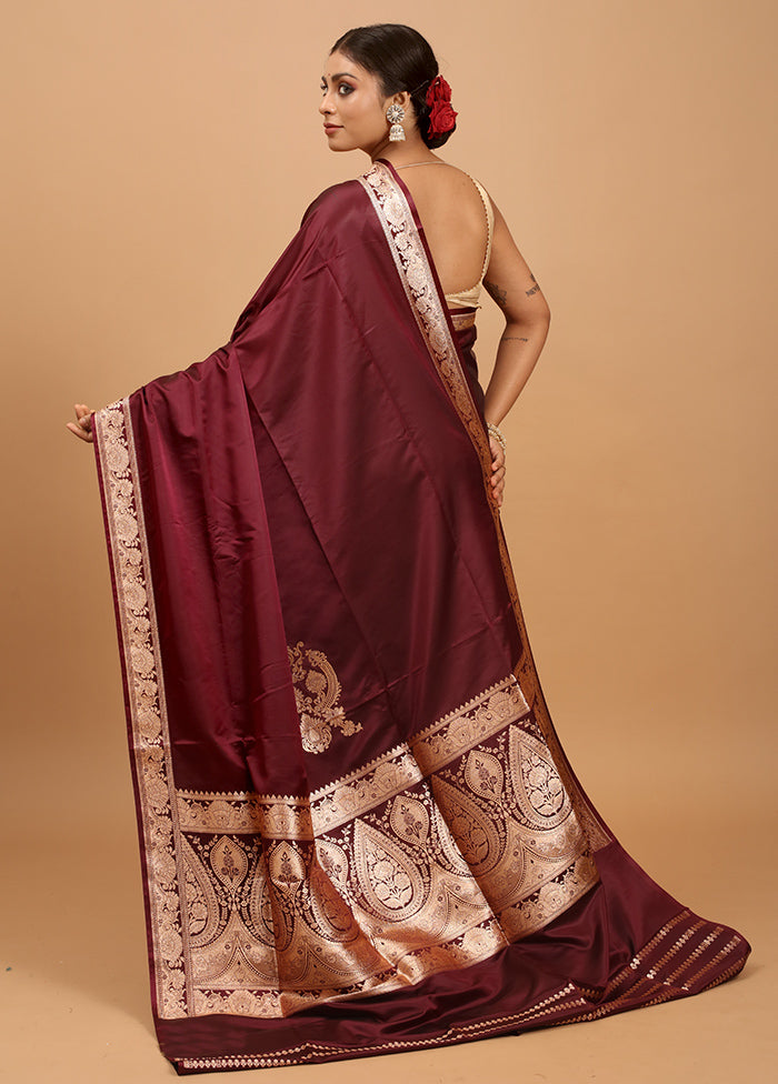 Purple Banarasi Silk Saree With Blouse Piece