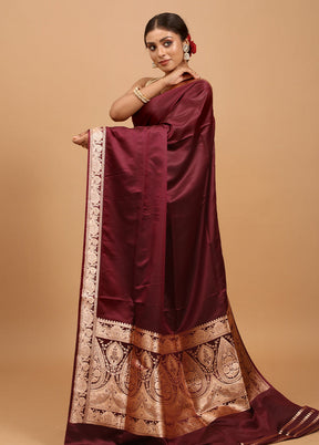 Purple Banarasi Silk Saree With Blouse Piece