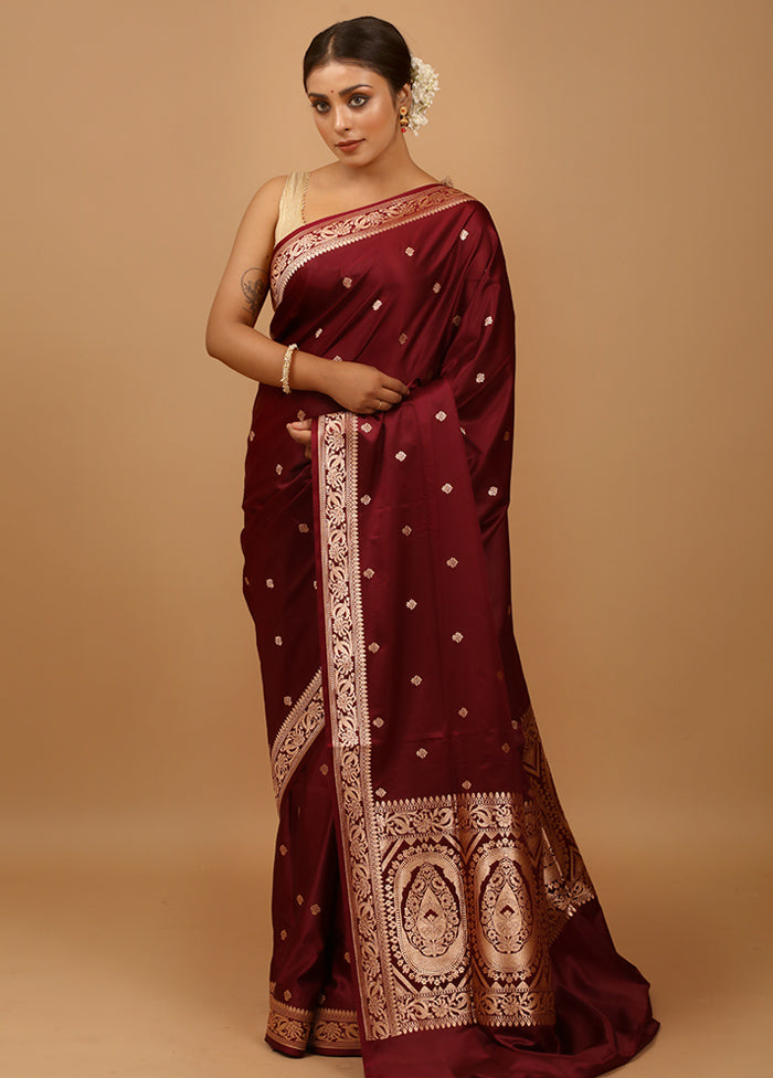 Purple Banarasi Silk Saree With Blouse Piece