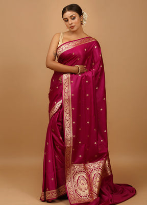 Purple Banarasi Silk Saree With Blouse Piece