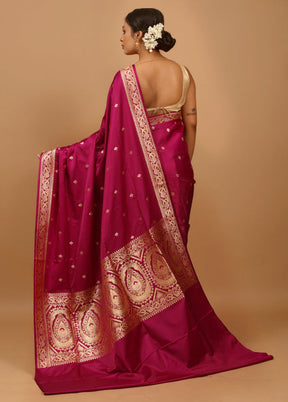 Purple Banarasi Silk Saree With Blouse Piece