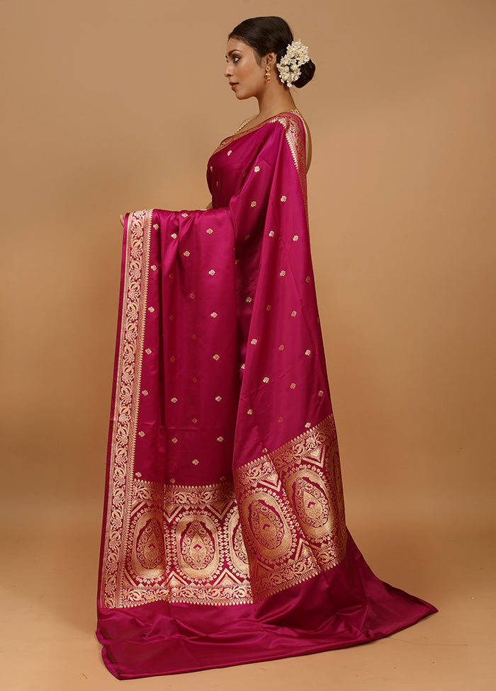 Purple Banarasi Silk Saree With Blouse Piece