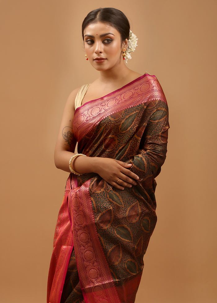 Black Jamewar Silk Saree With Blouse Piece