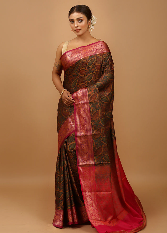 Black Jamewar Silk Saree With Blouse Piece