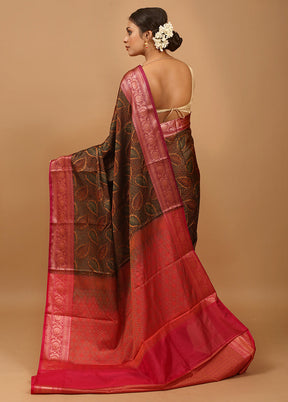 Black Jamewar Silk Saree With Blouse Piece