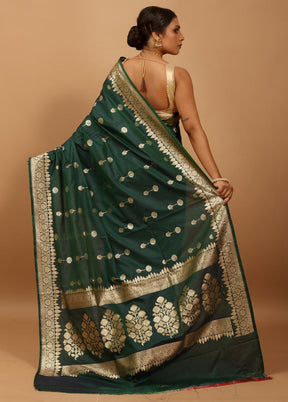 Green Katan Silk Saree With Blouse Piece