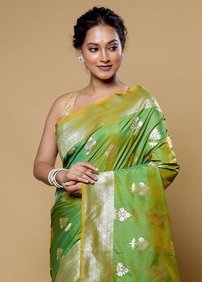 Green Katan Silk Saree With Blouse Piece