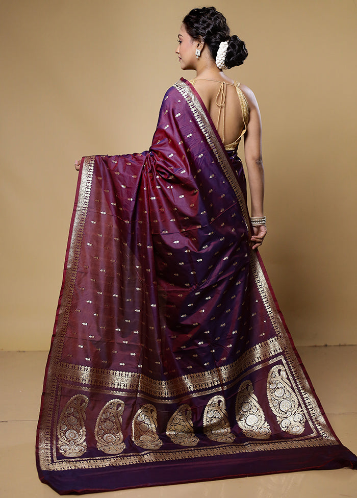 Purple Katan Silk Saree With Blouse Piece