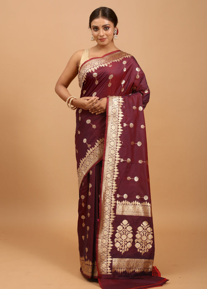 Purple Katan Silk Saree With Blouse Piece