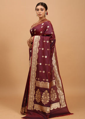 Purple Katan Silk Saree With Blouse Piece