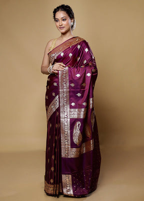 Purple Katan Silk Saree With Blouse Piece