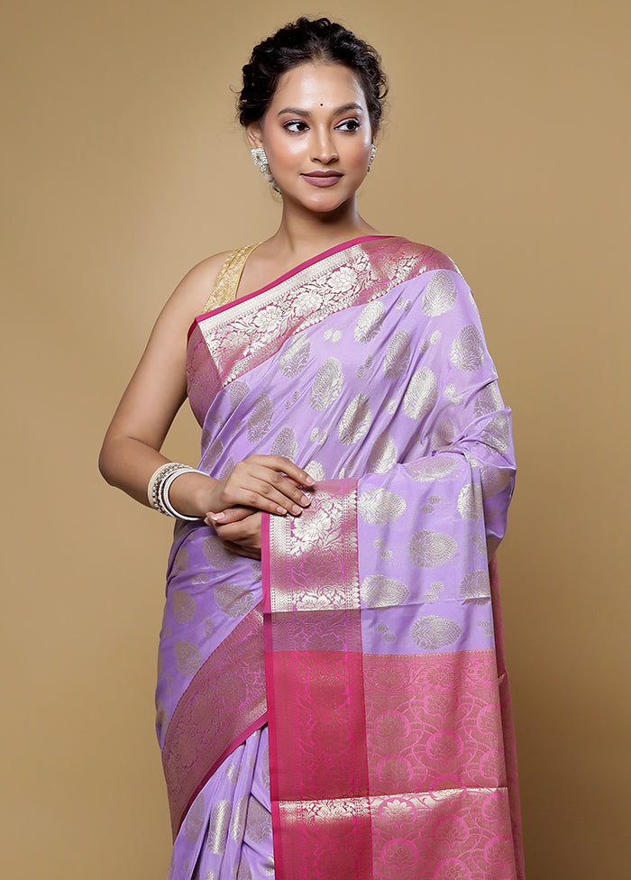 Purple Kora Silk Saree With Blouse Piece