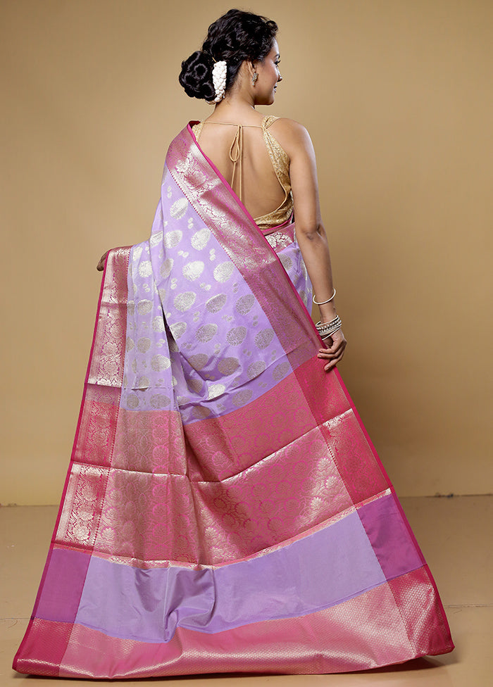 Purple Kora Silk Saree With Blouse Piece